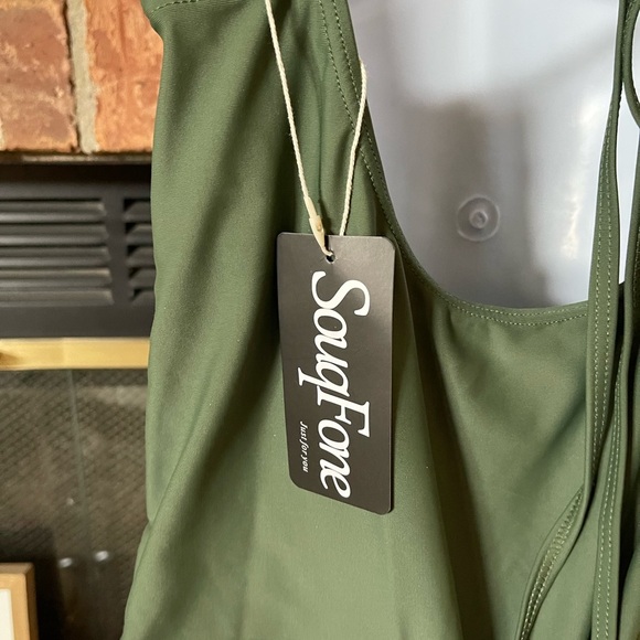 NWT Souqfone Ruffled Green One Piece Swimsuit - Picture 7 of 7